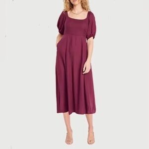 Old Navy Fit and Flare Midi Crepe Dress NEW